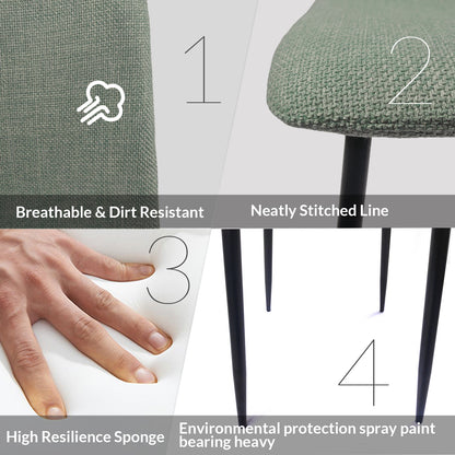 Light Green Linen Dining Chair Set of 4