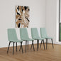 Dining Chair Set of 4,Modern Kitchen Dining Room Chairs,Upholstered Dining Accent Chairs in linen Cushion Seat and Sturdy Black Metal Legs(Light Green)