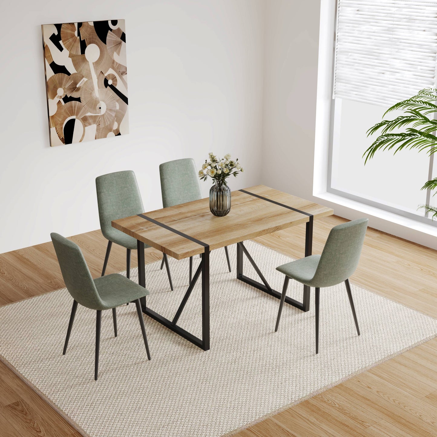 55" Modern Rustic Dining Table - Wood MDF, Seats 4-6