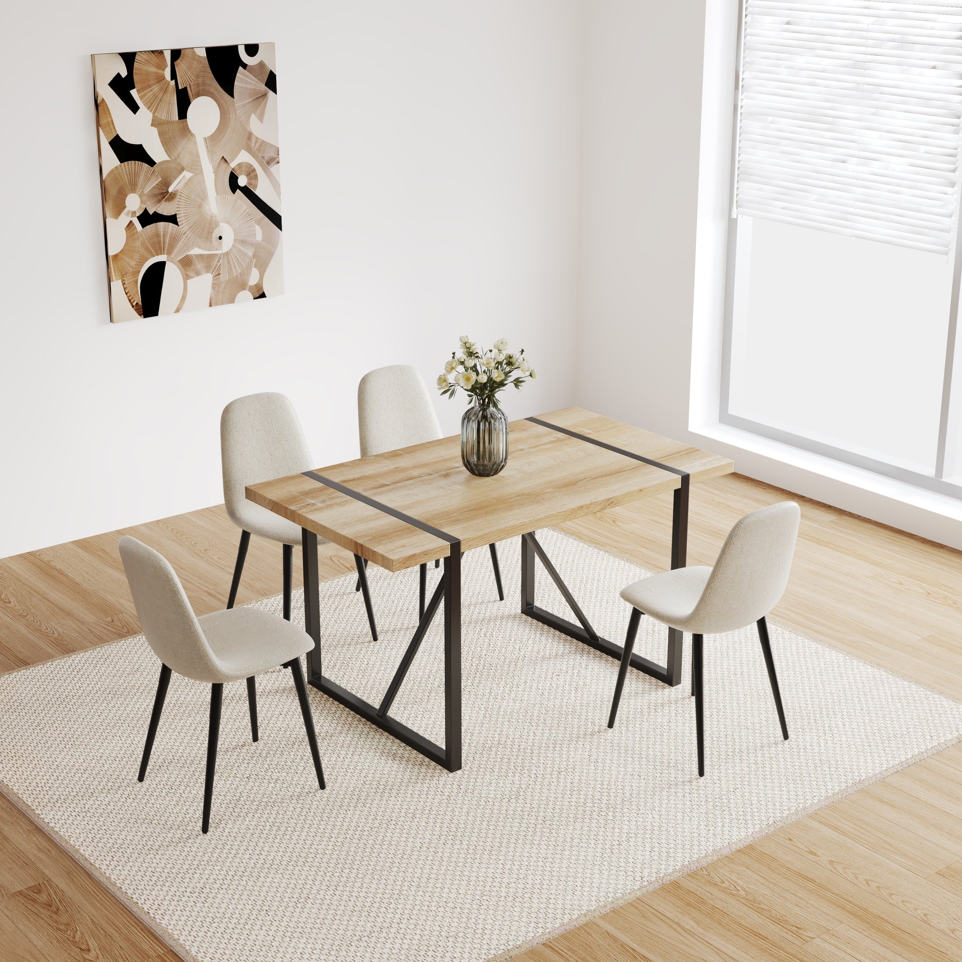 55" Modern Rustic Dining Table - Wood MDF, Seats 4-6