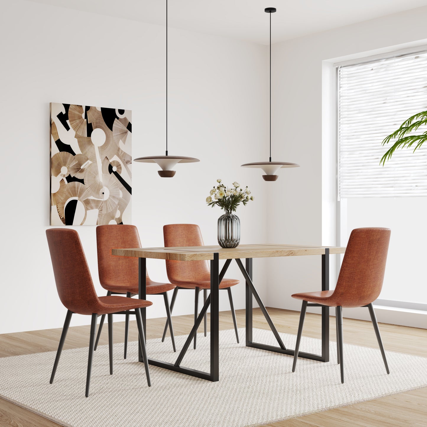 55" Modern Rustic Dining Table - Wood MDF, Seats 4-6