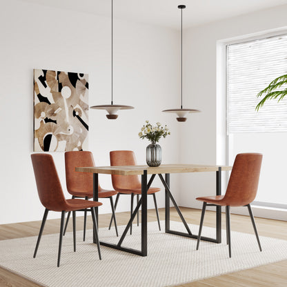55" Modern Rustic Dining Table - Wood MDF, Seats 4-6