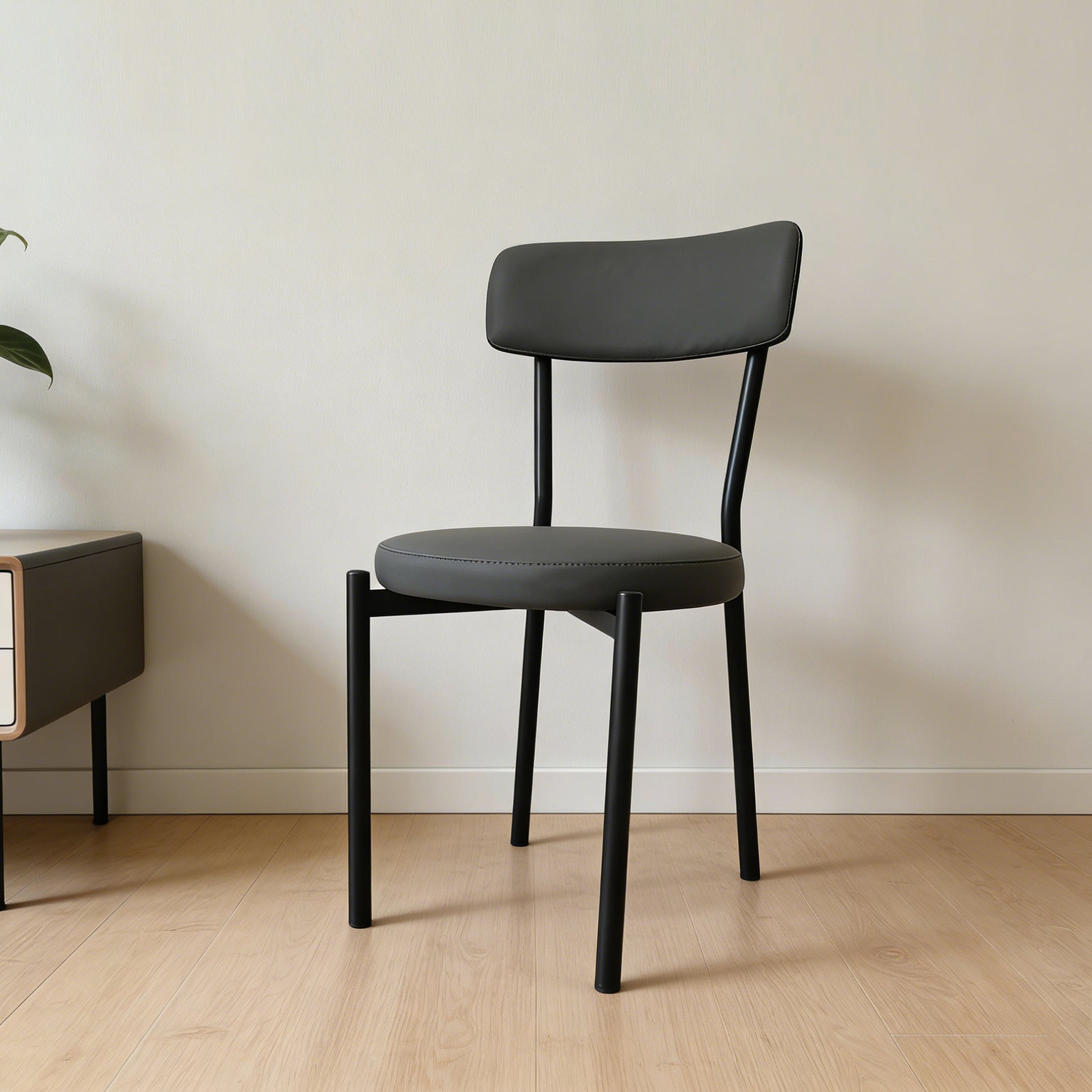 Dining Chairs Set of 4, Modern Kitchen & Dining Room Chairs, Upholstered Faux Leather Cushion Seat and Sturdy Metal Legs