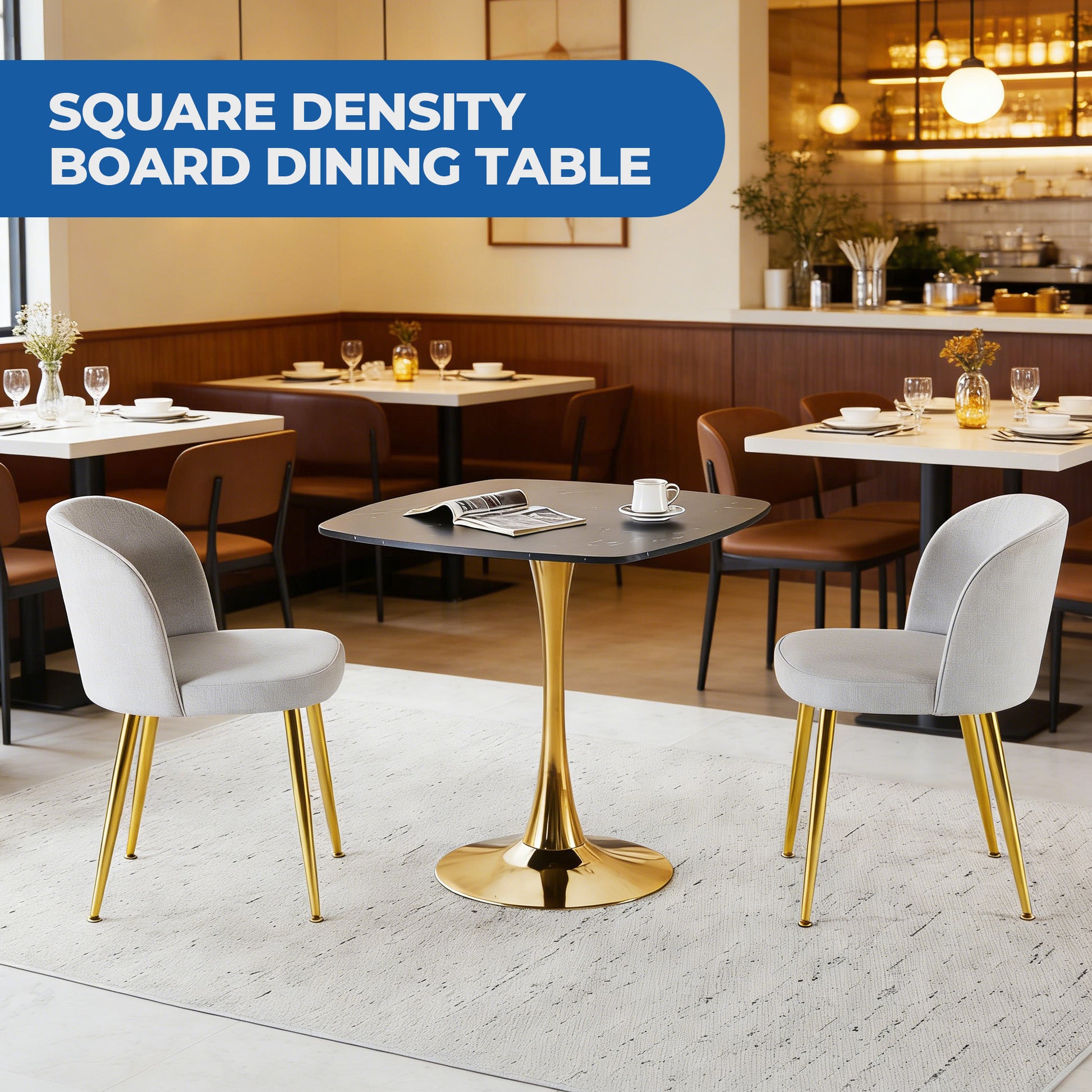 Gold Matte Black Dining Table - 31.5 Inch Modern Kitchen Table for Dining Room