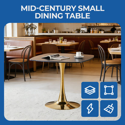Gold Matte Black Dining Table - 31.5 Inch Modern Kitchen Table for Dining Room