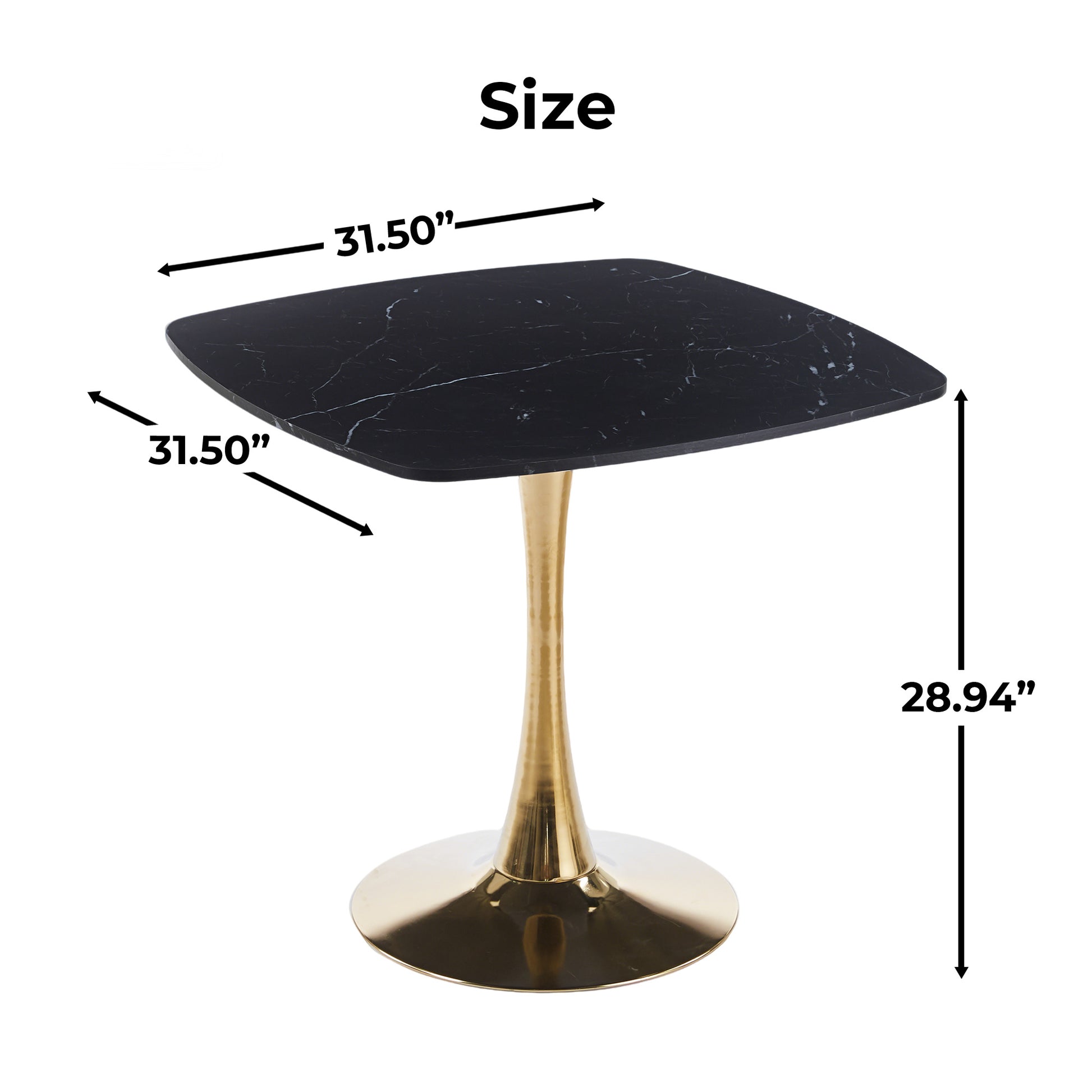 Gold Matte Black Dining Table - 31.5 Inch Modern Kitchen Table for Dining Room