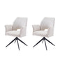 Fabric dining chair set of 2 modern soft cushioned rotating dining chairs, comfortable backrest armchair, kitchen/living room/home office wheelchair, white