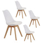 Set of four dining chairs, medieval modern style dining chairs for kitchen and dining room, with wooden legs,white