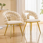 Modern Velvet Dining Chair with Bubble Back, Accent Chair with Gold Metal Legs, Upholstered Vanity Chair for Dining Room, Living Room, Bedroom, Beige (Set of 2)