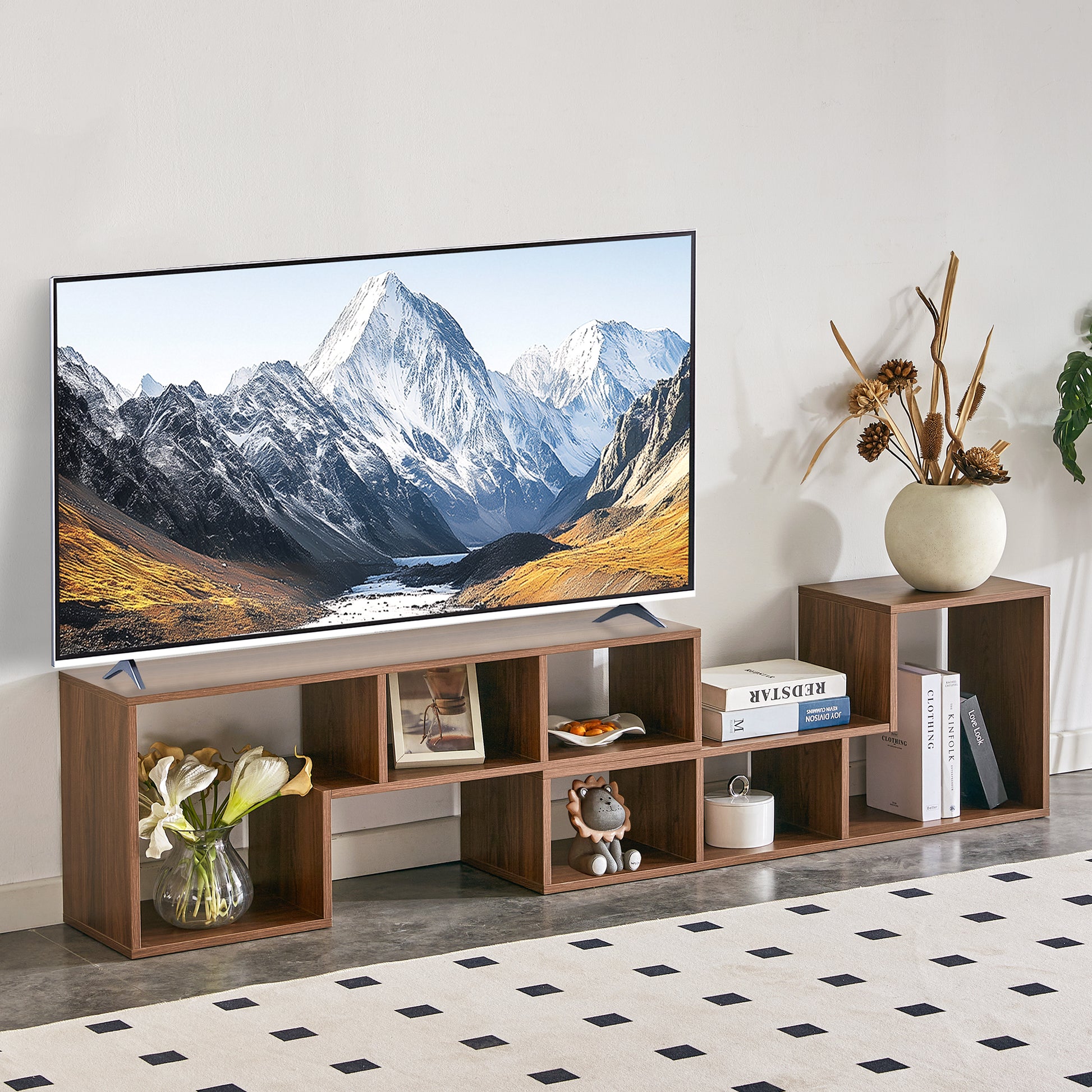 2 Pieces Cube TV Stand,Free Combination Gaming Entertainment Center Media Stand,Open Storage Bookcase Shelf for Living Room,2 Shelf Bookcase L-Shaped TV Console Stand,with Dimensions of 55.1*11.8*17.1