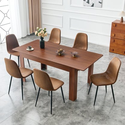 Walnut MDF Extendable Dining Table - 86.5" Long for Dining Room