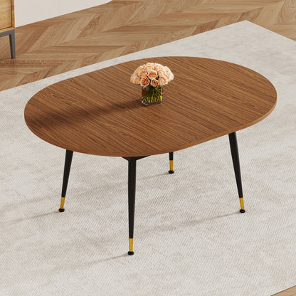 Walnut Oval Extendable Dining Table - Seats 6-10 for Dining Room