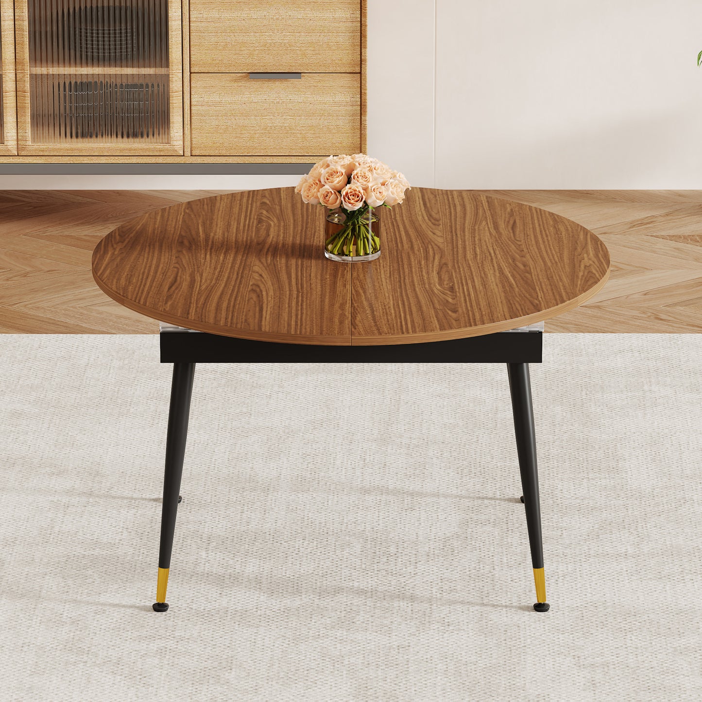 Walnut Oval Extendable Dining Table - Seats 6-10 for Dining Room