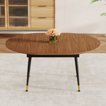 Walnut Oval Extendable Dining Table - Seats 6-10 for Dining Room