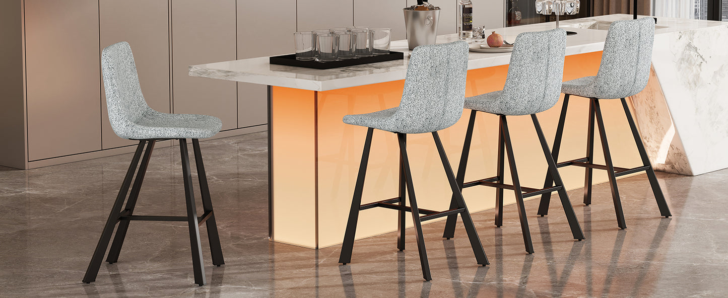 Beige Gray Square Bar Stool - Kitchen Island Seating