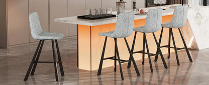 Beige Gray Square Bar Stool - Kitchen Island Seating