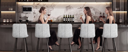 Beige Gray Square Bar Stool - Kitchen Island Seating