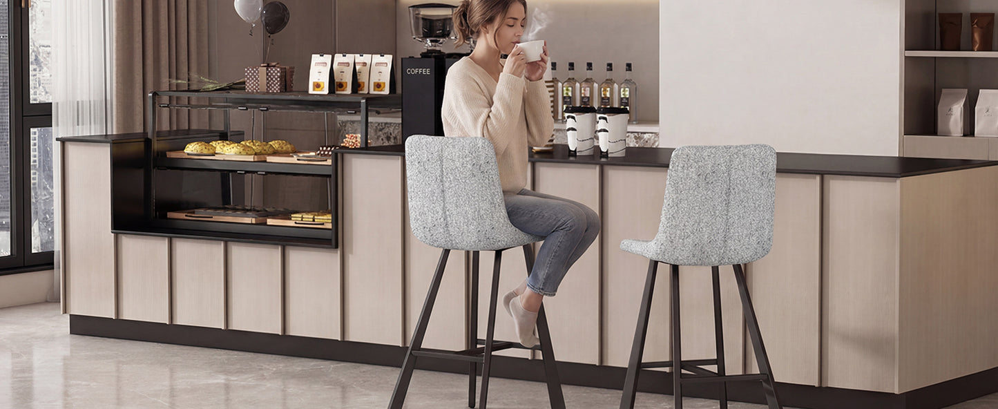 Beige Gray Square Bar Stool - Kitchen Island Seating
