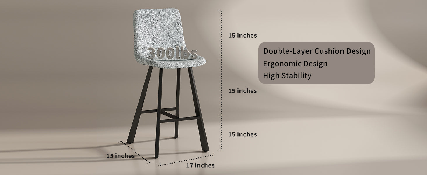 Beige Gray Square Bar Stool - Kitchen Island Seating
