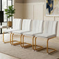 Modern dining chairs set of 4, PU leather white kitchen chairs, restaurant chairs, suitable for kitchens, living rooms, bedrooms, and offices, and metal legs, Golden