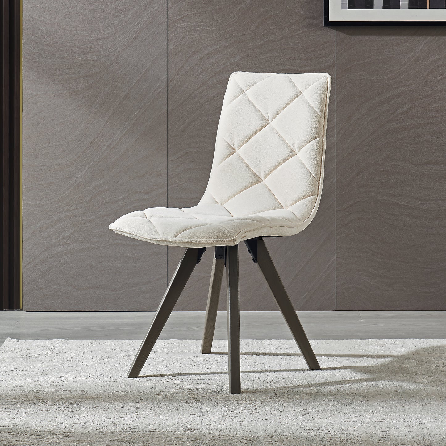 Dining Chairs Set of 2PCS/CTN Kitchen Mid Century Modern Chairs with Wood Legs and Fabric Cushion for Living Room Bedroom Outdoor Lounge, White
