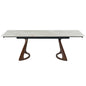 Retractable Imitation  Sintered stone Table Expandable 63" to 94.48" can Seats 6-8 Person Heat Resistant Scratch proof Heavy Duty Carbon DARK WALNUT SOLID WOOD base for Home Kitchen Living Room Table
