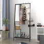 Coat Rack with Mirror, Multifunctional Hall Tree with Shoe Storage, Metal Frame, for Living Room Bedroom 73x32x15 Inches, Industrial Style, Rustic Brown and Black