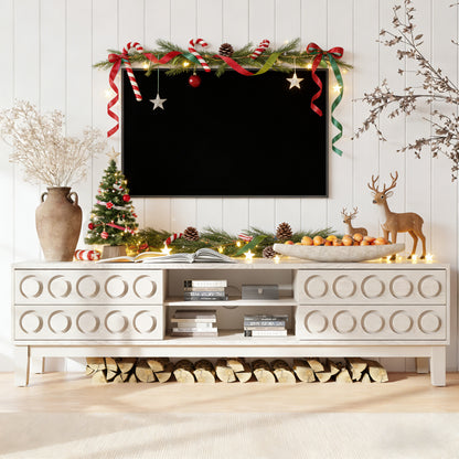 Modern White TV Console - Storage & Cable Management
