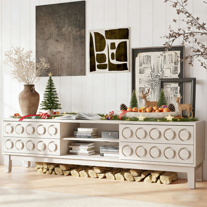 Modern White TV Console - Storage & Cable Management
