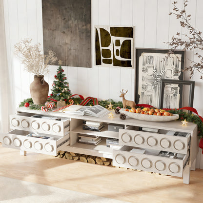 Modern White TV Console - Storage & Cable Management