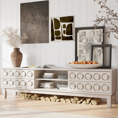 Modern White TV Console - Storage & Cable Management