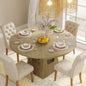 Round Dining Table for 4-6,47 Inch Round Dinner Table with Wooden Tabletop and Storage Base,Farmhouse Dining Table,Wood Kitchen Table for Dining Room,Kitchen, Living Room,Natural(Table Only)