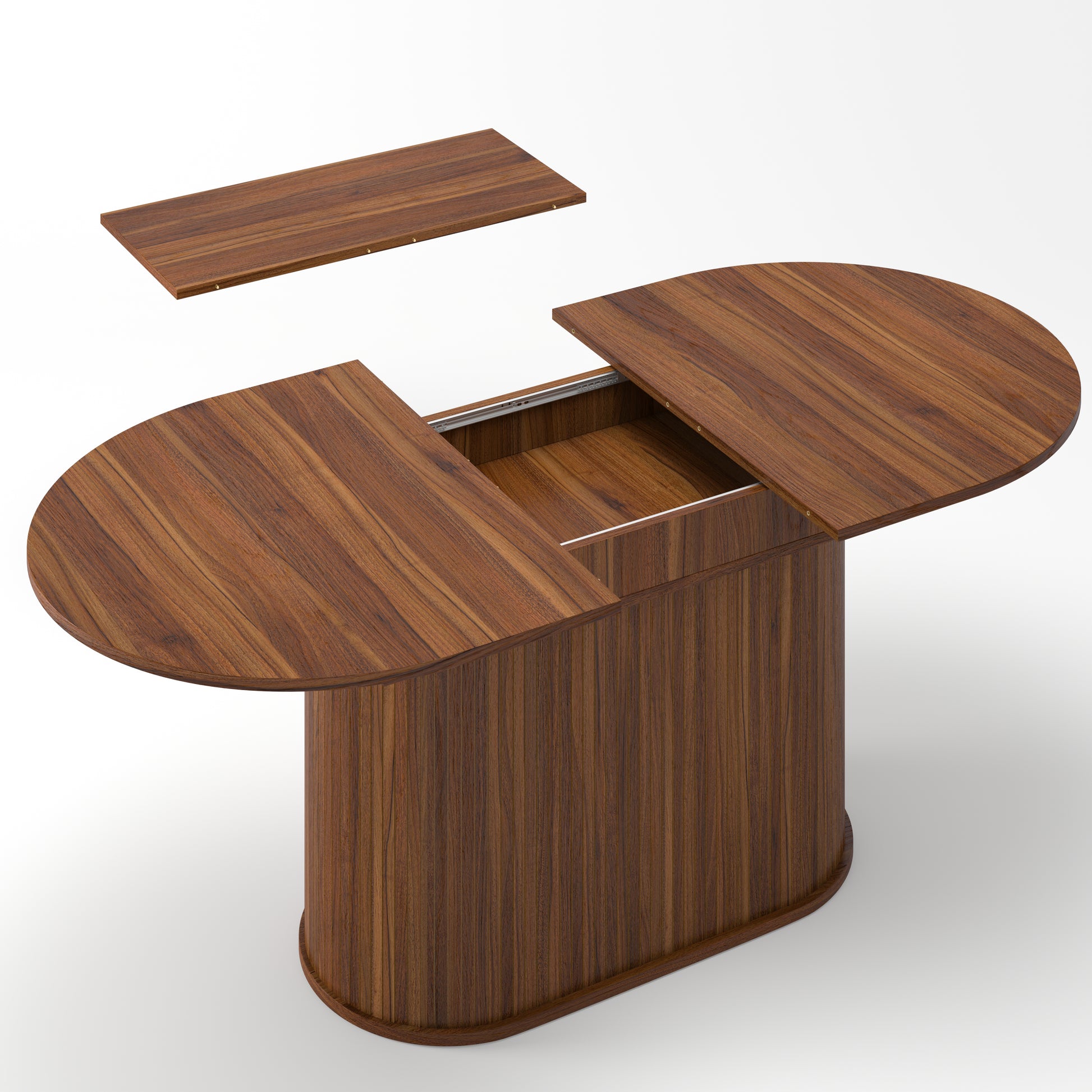 6-Person Walnut Extendable Dining Table - Modern Arc Shape