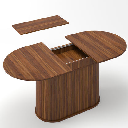 6-Person Walnut Extendable Dining Table - Modern Arc Shape