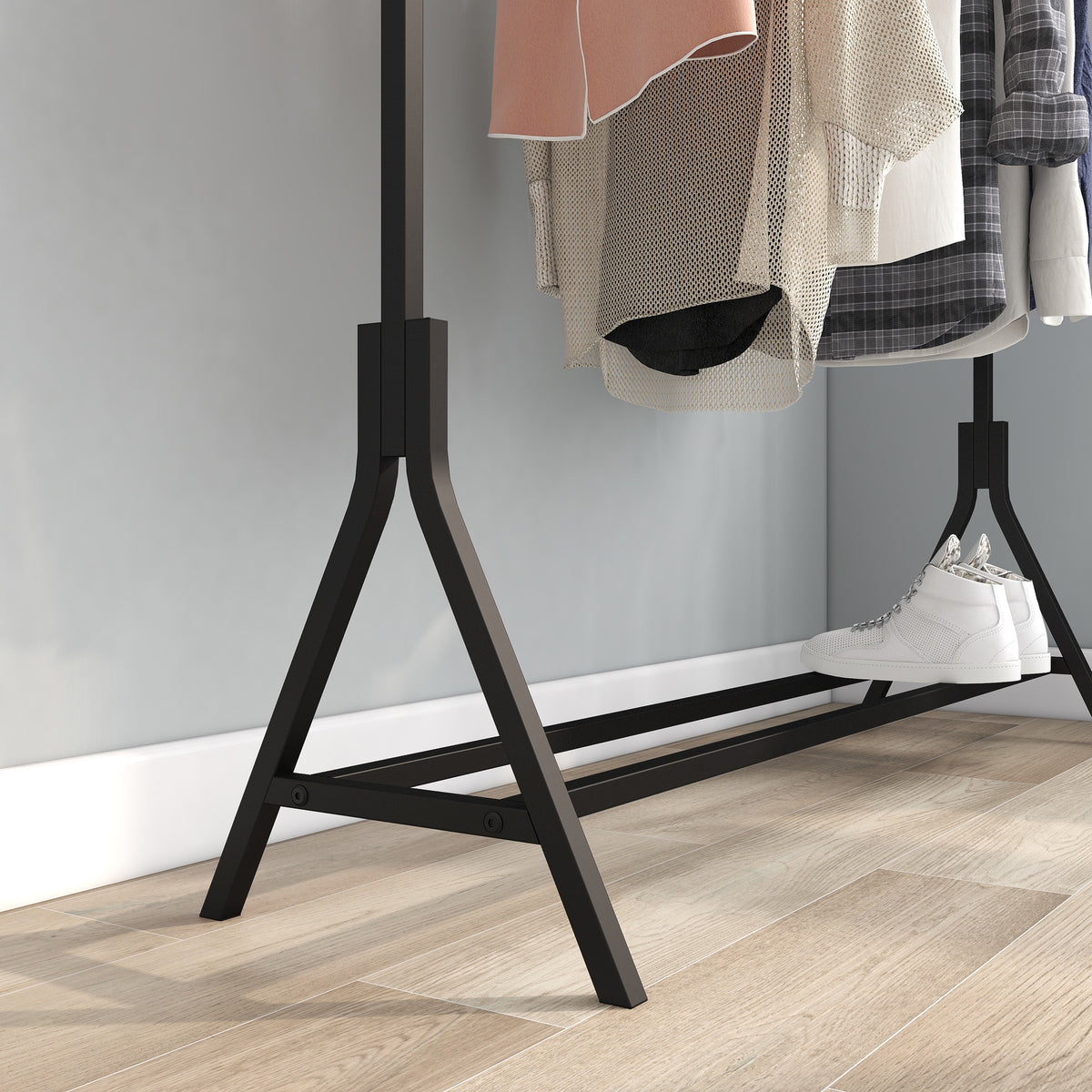 Black Metal Bedroom Coat Rack - Freestanding Hanger