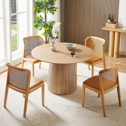 Round Dining Table - Oak MDF Kitchen Table 47.24" for Dining Room