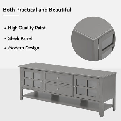 Grey MDF TV Stand - 50-59 Inch TV Storage for Living Room
