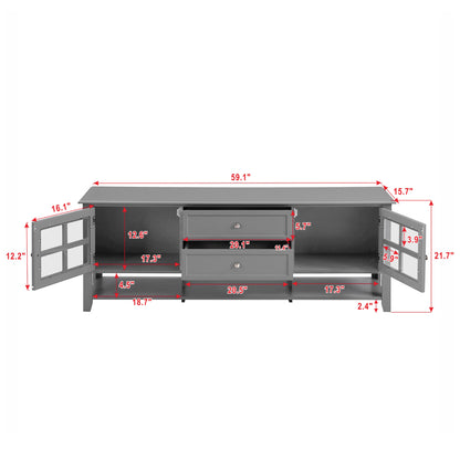 Grey MDF TV Stand - 50-59 Inch TV Storage for Living Room