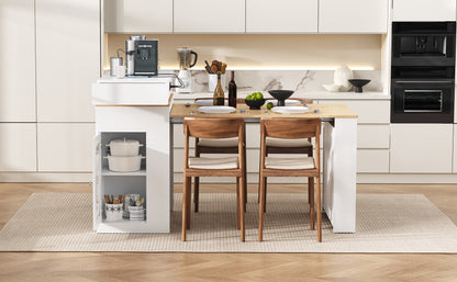 Extendable Dining Table with Storage - Creamy White