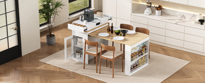 Extendable Dining Table with Storage - Creamy White