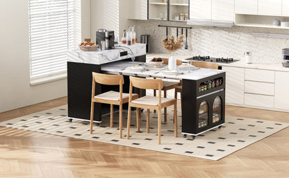 Extendable Dining Table - Black Marble Kitchen Island