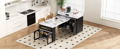 Extendable Dining Table - Black Marble Kitchen Island