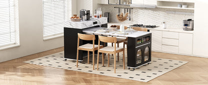 Extendable Dining Table - Black Marble Kitchen Island