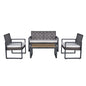 4-Piece Modern Patio Furniture Set with Acacia Wood Tabletop and Beige Cushions, Brown