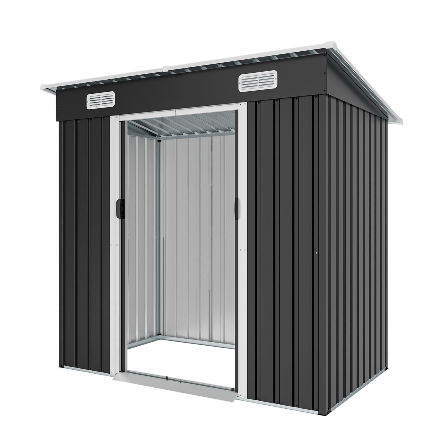 6x4ft Metal Shed, Sliding-Door Outdoor Storage Building with Ventilation Vents & Threshold,Galvanized Steel Shed for Garden, Yard(6.43*4 FT)