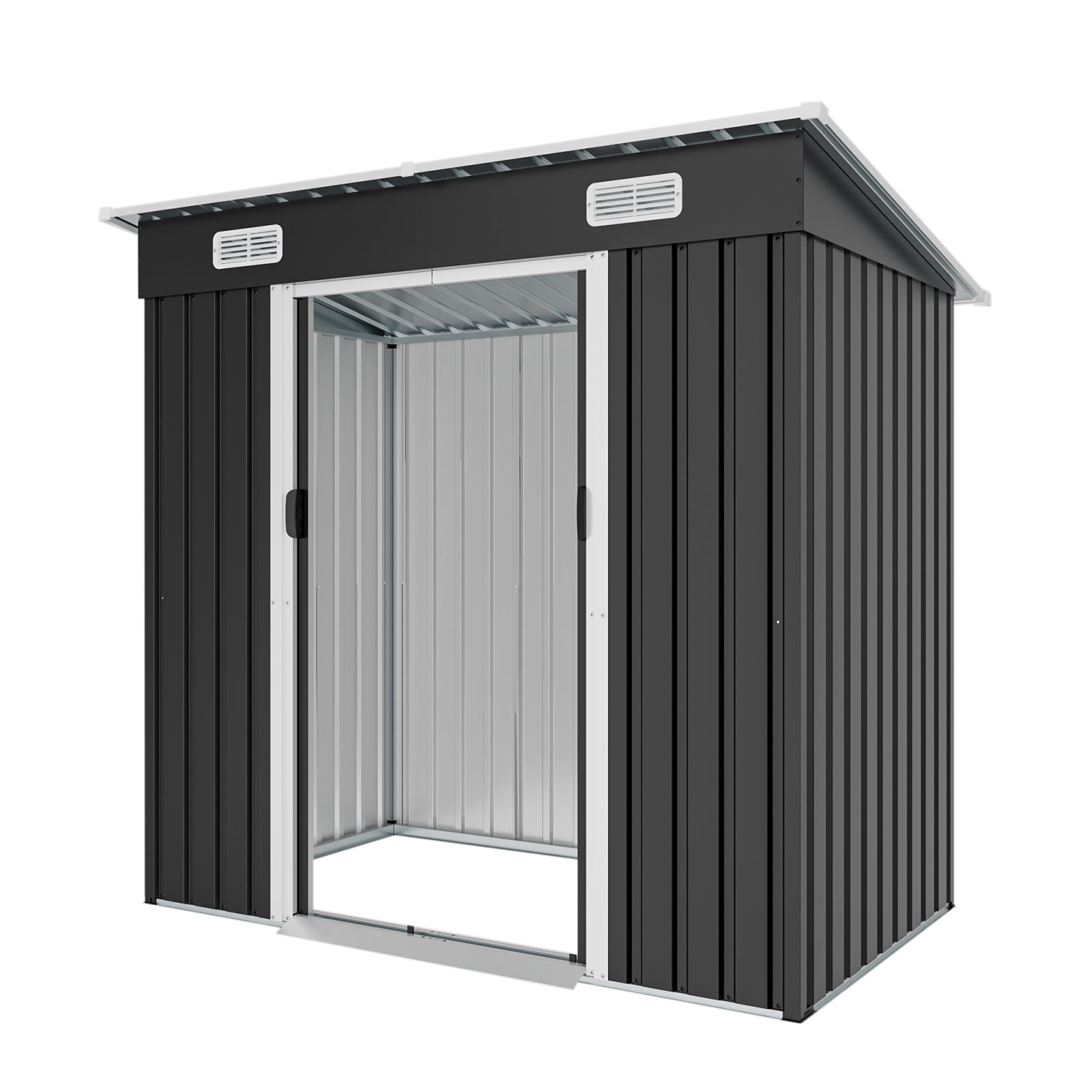 6x4ft Metal Shed, Sliding-Door Outdoor Storage Building with Ventilation Vents & Threshold,Galvanized Steel Shed for Garden, Yard(6.43*4 FT)