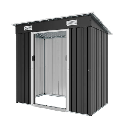 6x4ft Metal Shed, Sliding-Door Outdoor Storage Building with Ventilation Vents & Threshold,Galvanized Steel Shed for Garden, Yard(6.43*4 FT)
