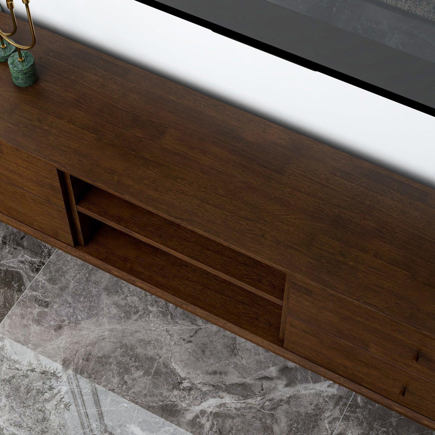 70.9 Inch Walnut Solid Wood TV Stand for 72 Inch TVs - image 8