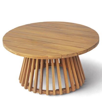 Round Acacia Wood Coffee Table for Garden Patio Outdoor Living