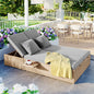 Outdoor Double Sunbed with Adjustable Backrests and Brown Cushions